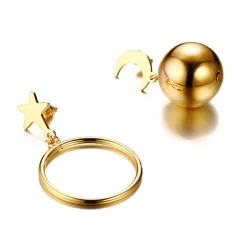 Star & Moon Asymmetric EarringsEarrings