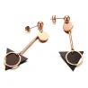 Double cercle & triangle - boucles d'oreilles longues