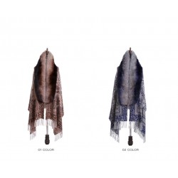 Luxe Real Fox Fur Collier laine d'hiver Scarf Poncho