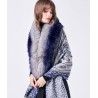Luxe Real Fox Fur Collier laine d'hiver Scarf Poncho
