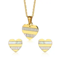 Gouden Hart Pareloorbellen Ketting Sieraden SetSieradensets