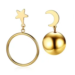 Star & Moon Asymétrique Boucles d'oreilles