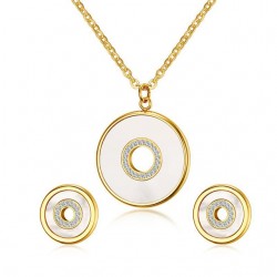 Shell & Rhinestones Round Elegant Jewelry SetJewellery Sets