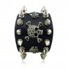 Bracelet en cuir gothique avec crâne & rivets - unisexe