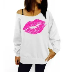 Grandes lèvres rouges - plus taille sweat-shirt - sur l'épaule pullover