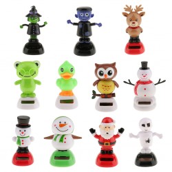 Cute Solar Powered Bobbling Dancing Figure Toy Car Home Desk Decoration Snowman Classic Toys for ChiSolar