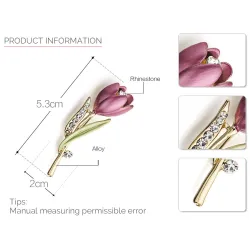 Elégante broche de tulipe en cristal