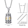 Pendentif rotatif mantra avec collier en acier inoxydable
