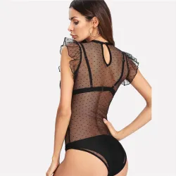 Stoffen Zeeg Dot Mesh BodysuitBlouses & overhemden