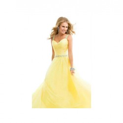 Long chiffon élégante robe jaune