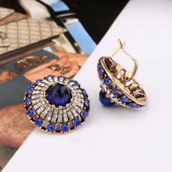 Natural Blue Stone Vintage Crystal EarringsOorbellen