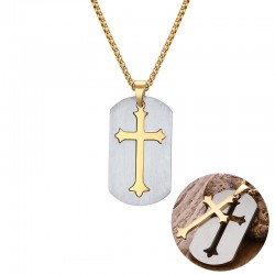 Pendentif en croix amovible avec collier en acier inoxydable