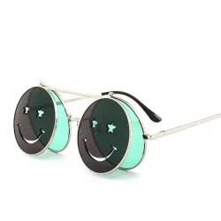 Steampunk Vintage Ronde Dubbele Lens Zonnebril Bril UnisexZonnebrillen