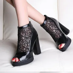 Vintage Rits Sandalen Met Hoge Hak PlateauSandalen