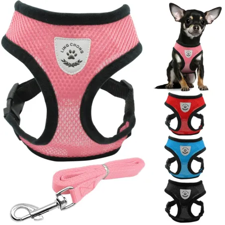 Puppy & hond ademend nylon net harnas en lijnsetHalsbanden en Lijnen