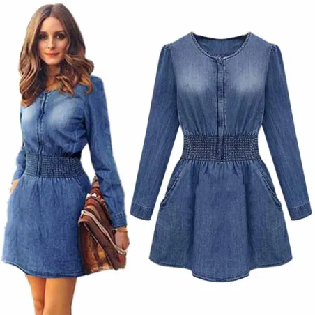 Denim Jeans Vintage Mini DressJurken