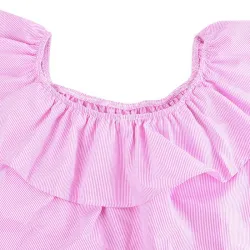 Off-shoulder strapless gestreepte ruches mini-jurkJurken