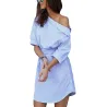 Plus size off shoulder - gestreepte jurkJurken