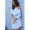 Plus size off shoulder - gestreepte jurkJurken