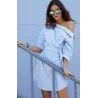 Plus de taille - robe rayée de l'épaule