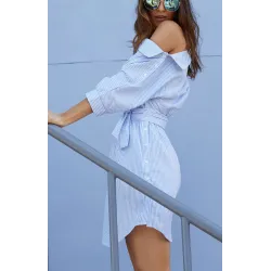 Plus size off shoulder - gestreepte jurkJurken