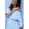 Plus size off shoulder - gestreepte jurkJurken