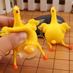 New Funny Spoof Tricky Gadgets Green Dinosaur Beans Toy Chicken Egg Laying Hens Crowded Stress BallSleutelhangers