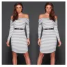 Off shoulders striped pencil dressJurken