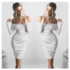 Off shoulders striped pencil dressJurken