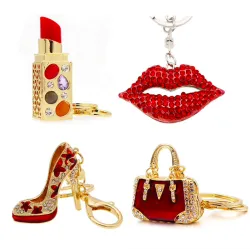 Crystal lipstick & bag keychain keyringSleutelhangers
