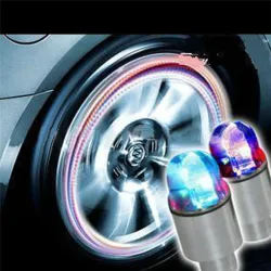 Car bicycle LED neon blue strobe tire valve caps 2 pcsWiel onderdelen