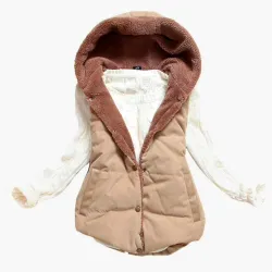 Slim-design warme jas vest bodywarmer met capuchon katoenJassen