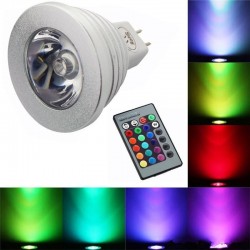 E14 - E27 RGB LED 3W color changeable lamp bulb with remote control