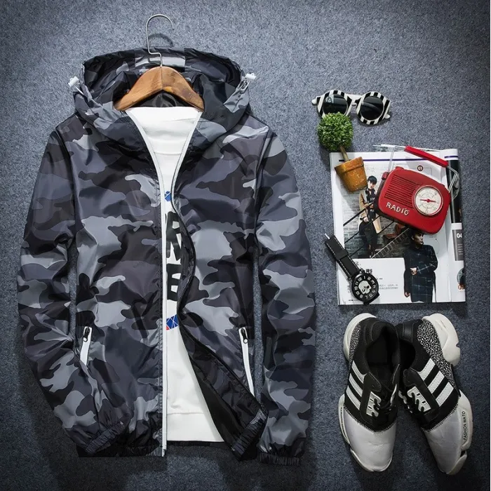 Camouflage hooded jacket windbreaker unisexJassen