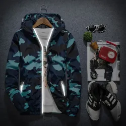 Camouflage veste capuche brise-vent unisexe