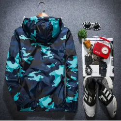 Camouflage veste capuche brise-vent unisexe