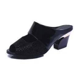 Rhinestones thick heel flip flops sandalsSandalen