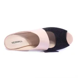 Rhinestones thick heel flip flops sandalsSandalen