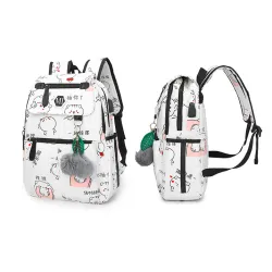 USB école de chargement backpack toile 3 pcs set