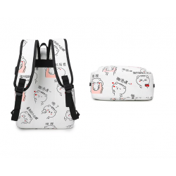 USB école de chargement backpack toile 3 pcs set