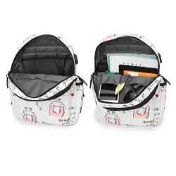 USB école de chargement backpack toile 3 pcs set