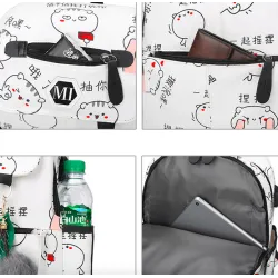 USB charging school backpack canvas 3 pcs setTassen