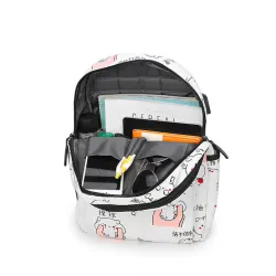 USB charging school backpack canvas 3 pcs setTassen