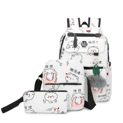 USB charging school backpack canvas 3 pcs setTassen
