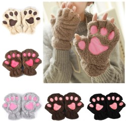 Bear paw mittens plush fingerless glovesHandschoenen