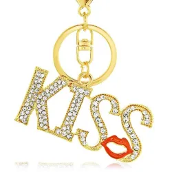 Kiss letters crystal keychain keyringSleutelhangers