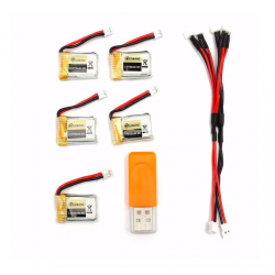 Eachine RC Quadcopter E010 E010C 3.7V 150MAH 45C upgrade batterij incl USB oplader set 5 stuksBatterijen