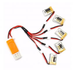Eachine RC Quadcopter E010 E010C 3.7V 150MAH 45C upgrade batterij incl USB oplader set 5 stuksBatterijen