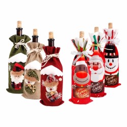 Christmas bottle wine cover cloth & linenKerstmis