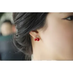 Boucles d'oreilles cerises rouges